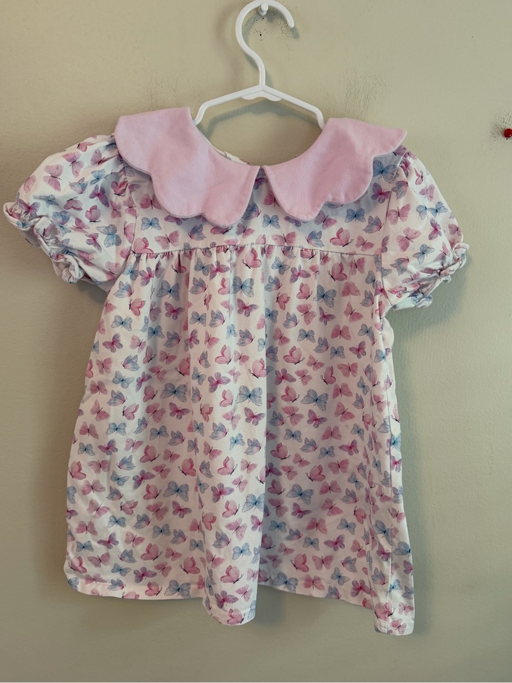 Stitchy Fish Girls Pink Butterfly Collar Top